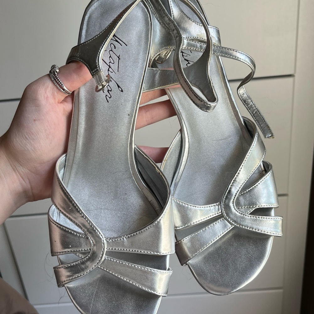 Silver Open Toe Heels